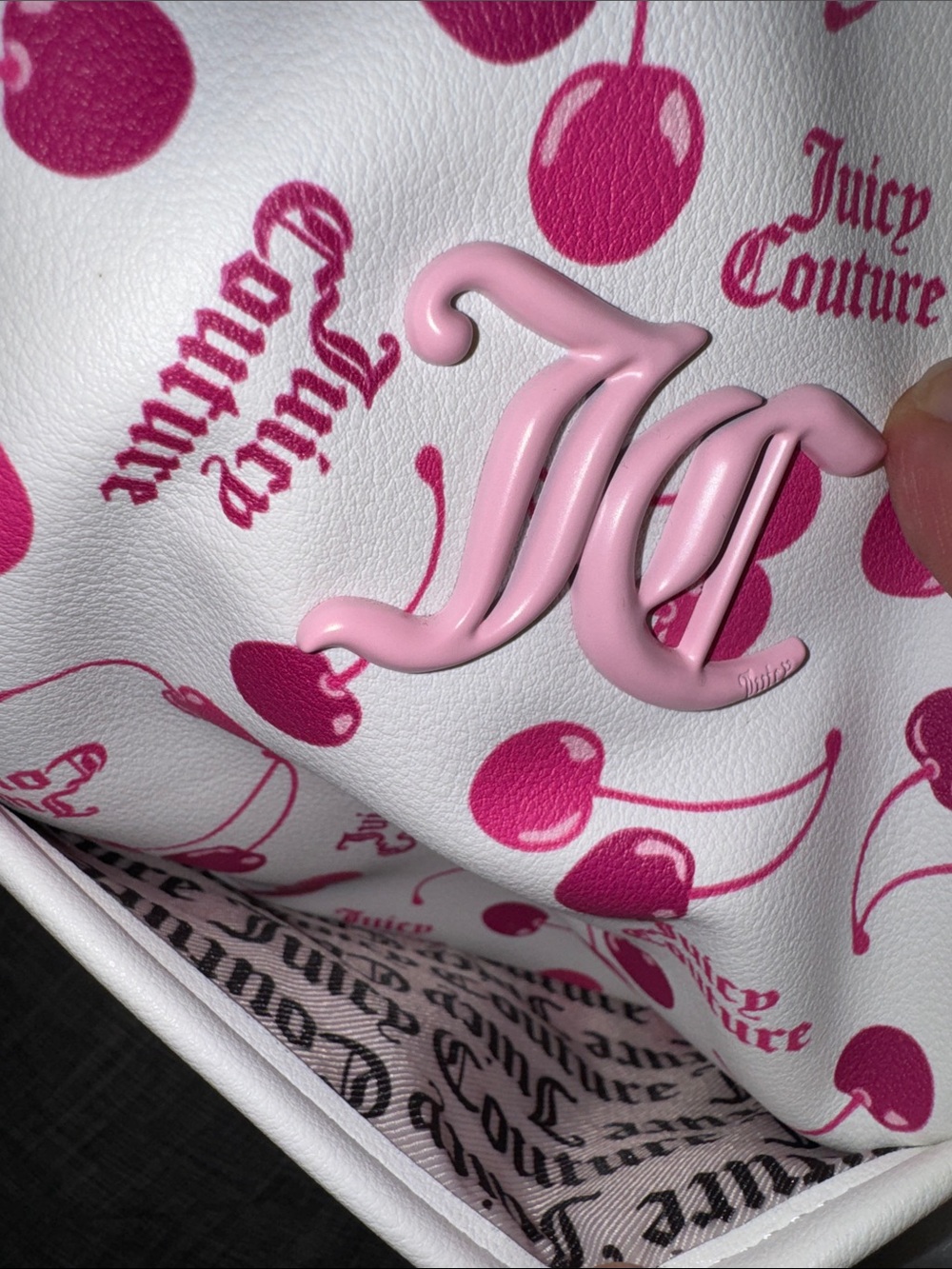 Juicy Couture Y2K Bag Pink Cherry On Top Logo Weekender Travel Duffle Bag NWT - Picture 15 of 17